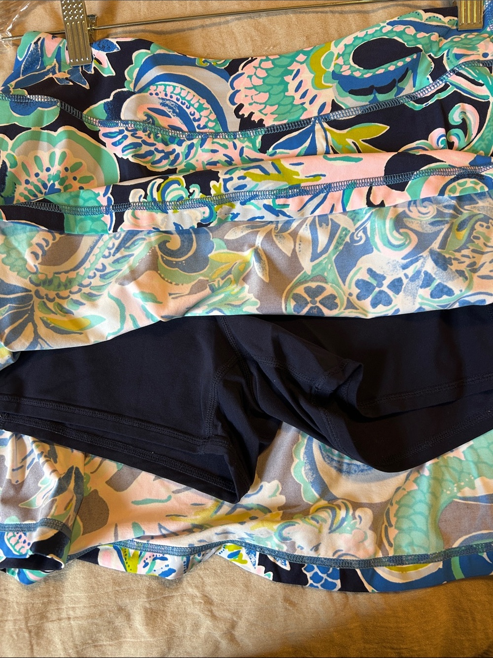 Lilly Pulitzer Navy Floral Skirt with Pink & Aqua Accents - Picture 3 of 4